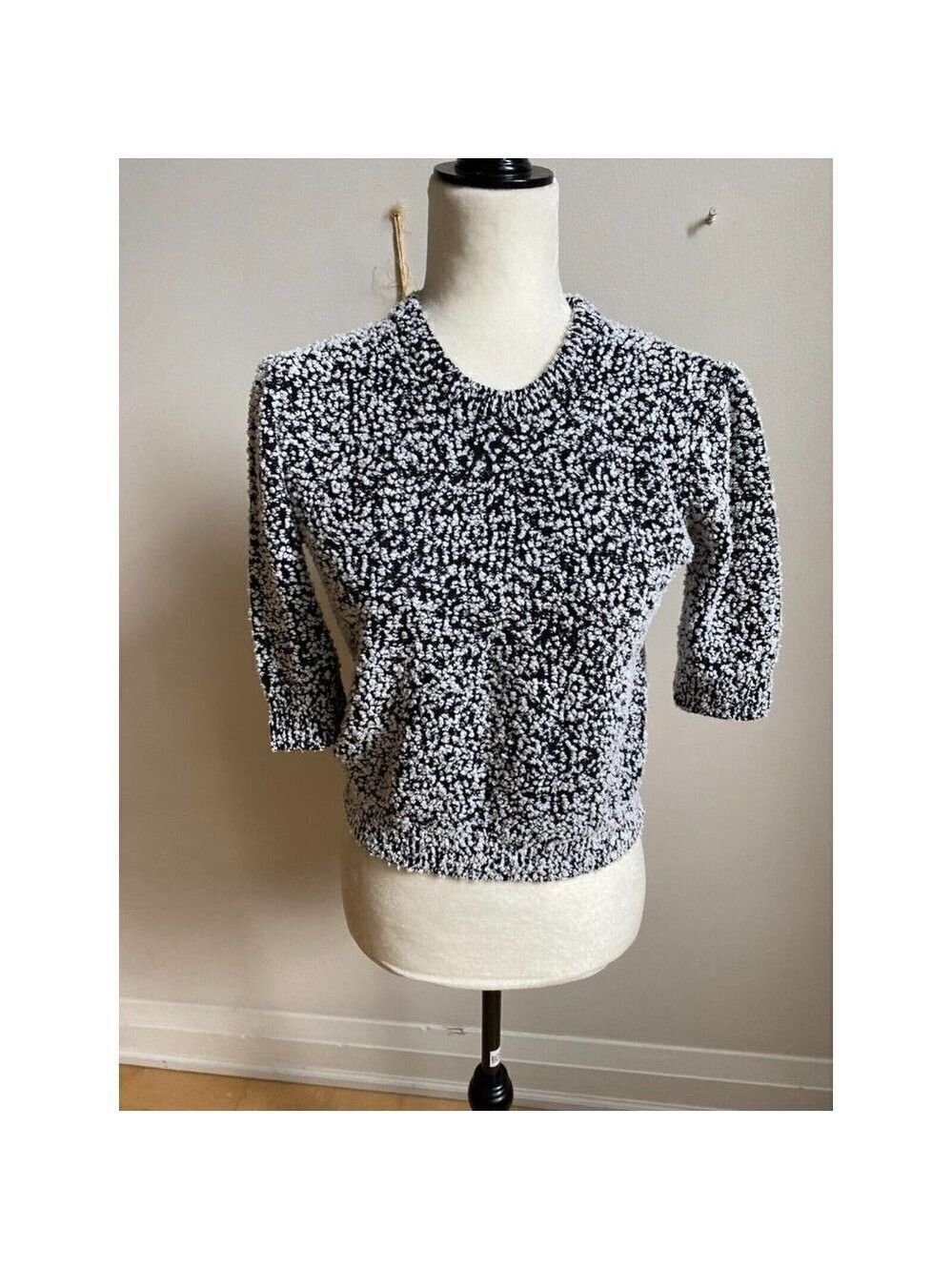 Carven Women Crew Neck Short Sleeve Sweater Sz Medium Textured